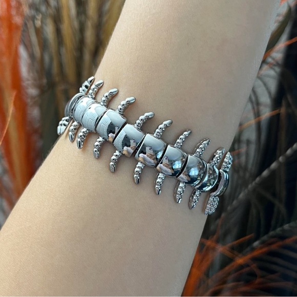 Unisex Silver large double centipede jewelry set - Picture 4 of 6